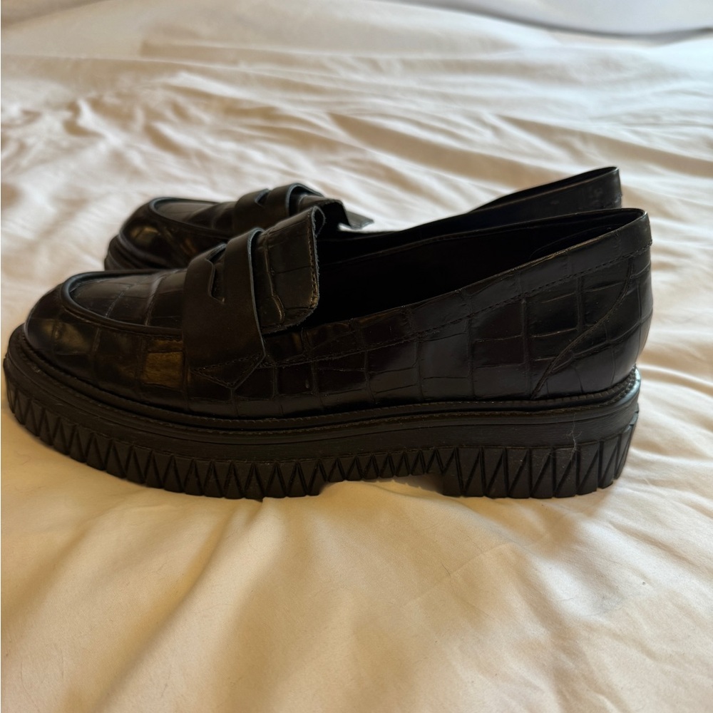 SCHUTZ 11B Womens Black Croc Platform Penny Keeper Viola Loafers Shoes - Picture 9 of 9